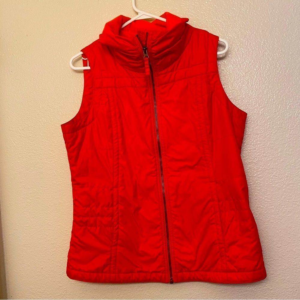 Columbia red Shining Light Fleece Lined full Zip puffer vest mock neck M